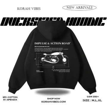 IMPULSE ROAD PREMIUM OVERSIZED BLACK HOODIE