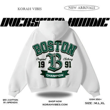 BOSTON PREMIUM OVERSIZED WHITE HOODIE