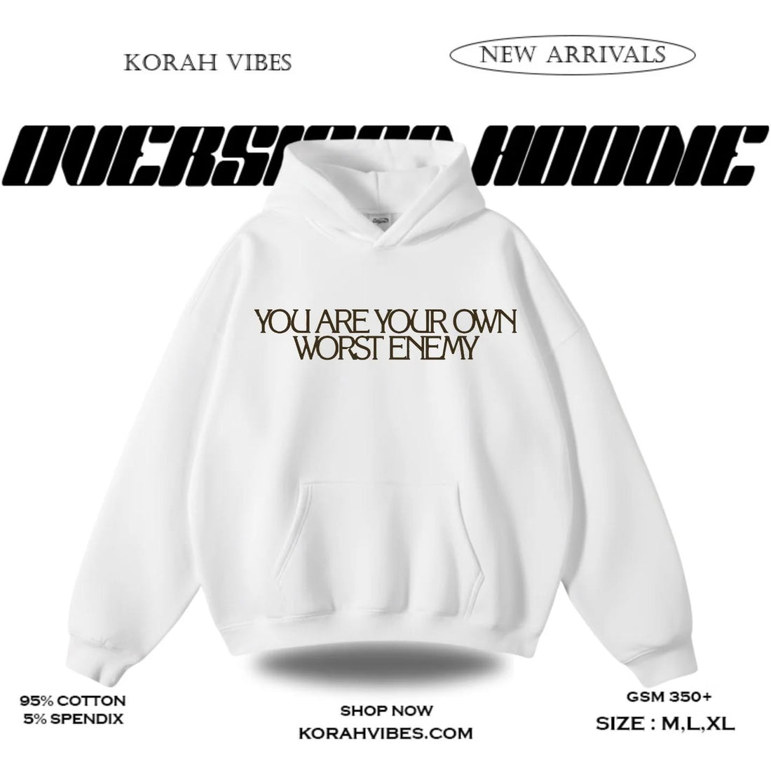 SABOTAGE PREMIUM OVERSIZED WHITE HOODIE
