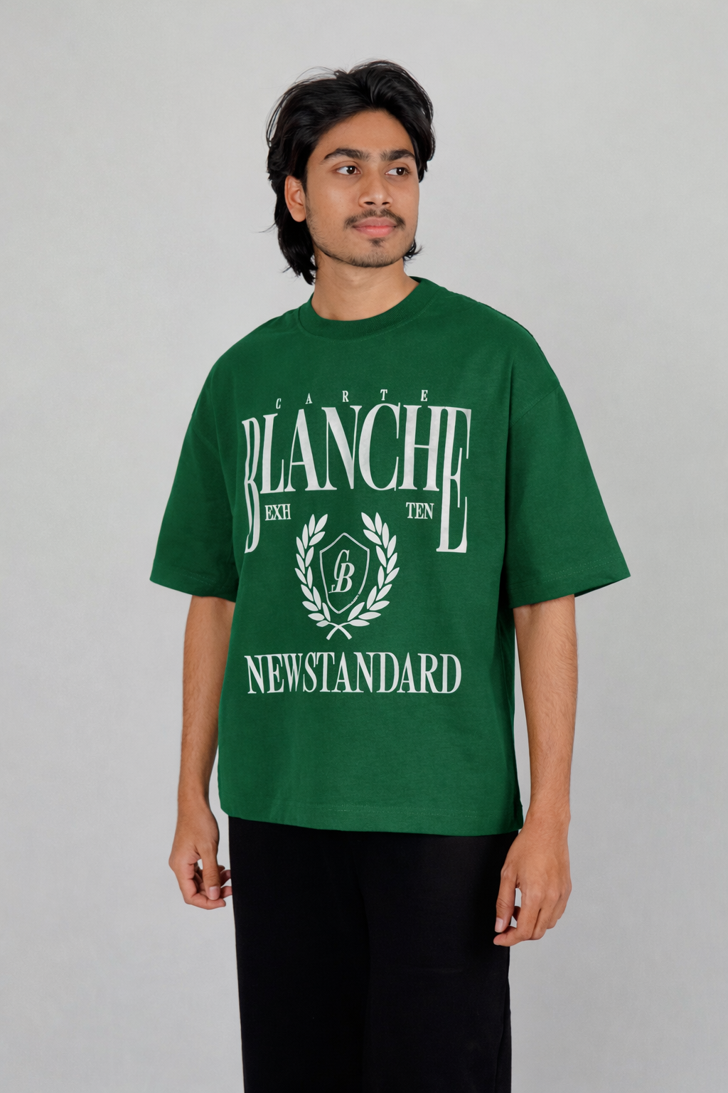 BLANCE PREMIUM BOTTLE GREEN DROPSHOULDER TSHIRT