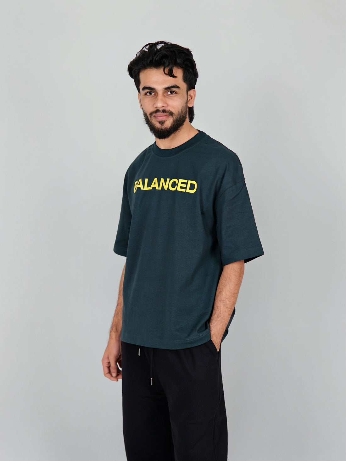 BALANCED GREEN  DROPSHOULDER TSHIRT