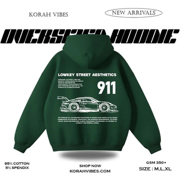 LOWKEY STREET PREMIUM OVERSIZED GREEN HOODIE