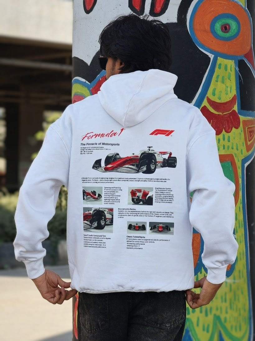 F1 PREMIUM OVERSIZED WHITE HOODIE