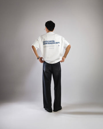 MOUNTAINEERS ADDITION PREMIUM WHITE DROP SHOULDER TSHIRT