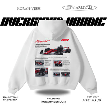 F1 PREMIUM OVERSIZED WHITE HOODIE